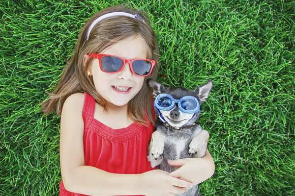 little girl in back yard